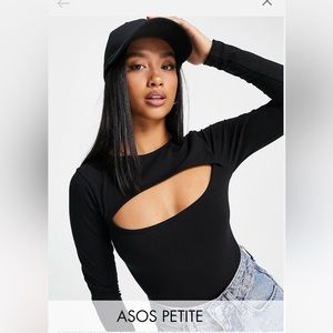NWOT ASOS Design petite long sleeve bodysuit with cut out